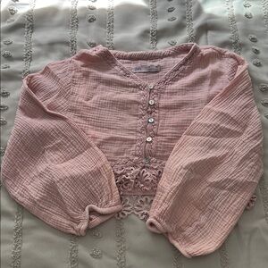 Zara Light Pink Lace-Trimmed Top